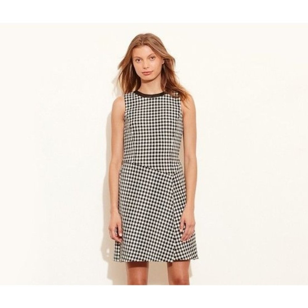 LAUREN Ralph Lauren Womens Black White Herringbone Sleeveless Dress‎ 16 Preppy